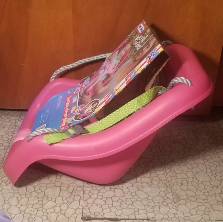 Barra de seguridad infantil 2 en 1 cómoda y segura oscilación rosa 9M - 4 años, columpio para niños pequeños Foto 3 de 4