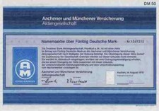 Aachener M&uuml;nchener Versicherung 1979 AMB Generali Holding Allianz 50 DM Cosmos