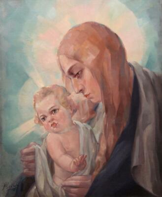 Signiertes Ölgemälde MADONNA - 1. Hälfte 20. Jh.