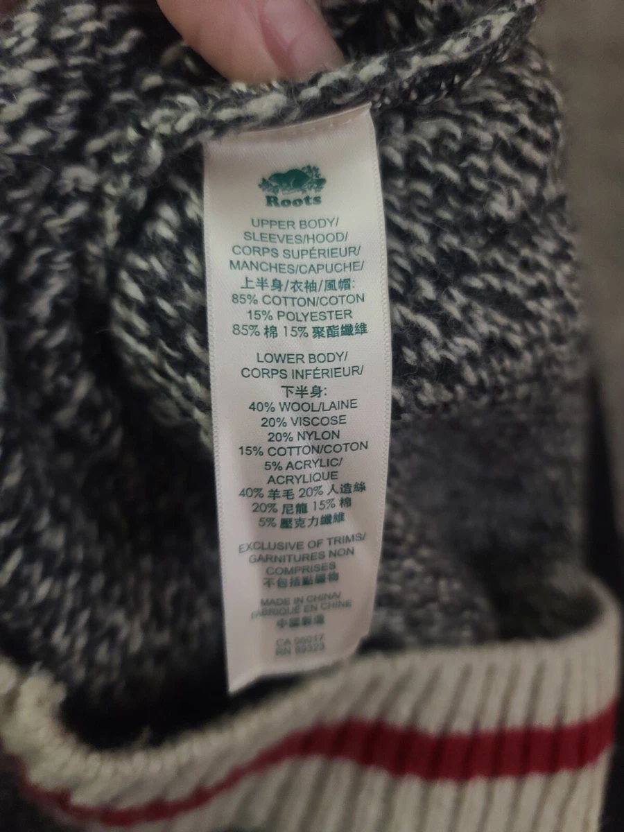 Genuine Roots Cabin Canada zip up wool blend gray hoodie sweater small 160 84A