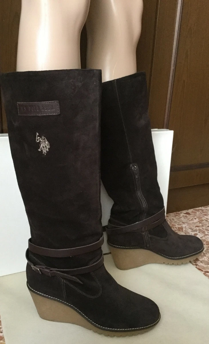 Suede wedge boots U.S.POLO ASSN Woman, brown color, size 41 Stivali con  zeppa