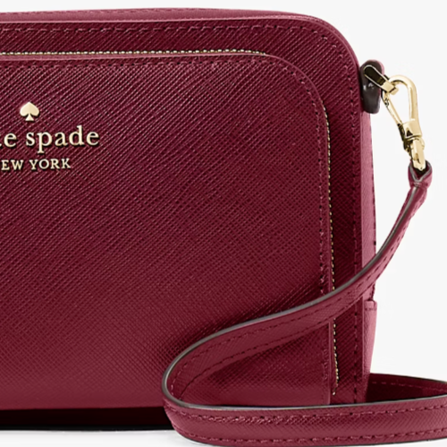 Kate Spade Stacie Dual Zip Crossbody Bag Purple Leather Purse