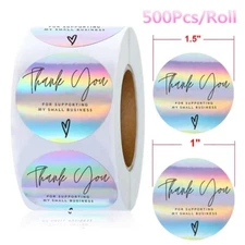 500Pcs Thank You for Supporting My Small Business Stickers Holographic Stickers