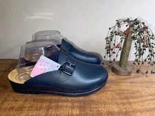 "RHODE" Blue Leather Clogs Comfort Shoes-Size 38 (US 7)-New With Tags