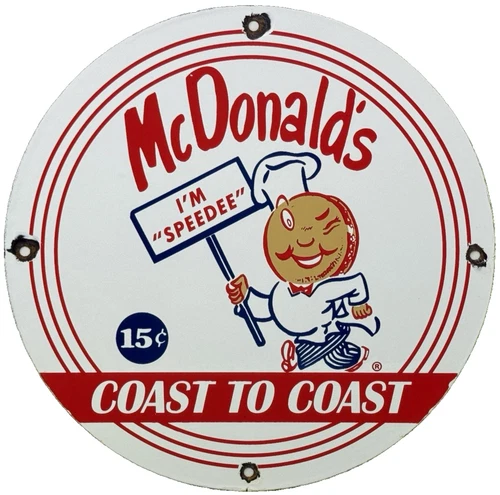 VINTAGE MCDONALD'S PORCELAIN SIGN SPEEDEE PEPSI COKE PIGGLY WIGGLY IN-N-OUT GAS