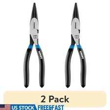 8 Inch High Leverage Long Nose Pliers Chrome Vanadium Steel Comfort Grip Tool US