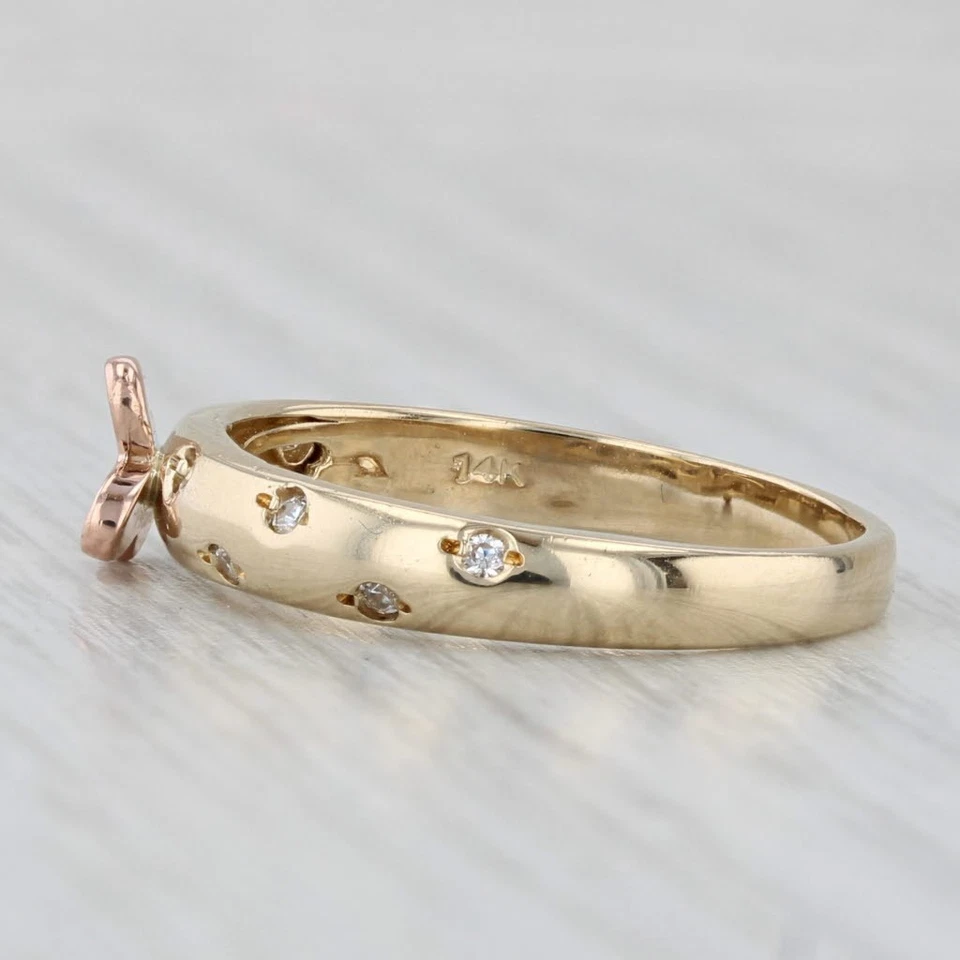 Anillo Buttefly Circonita Cúbica Oro Rosa Amarillo 14k Banda Apilable Foto 3 de 4