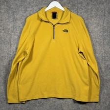 Vintage The North Face Yellow 1/4 Zip Fleece Pullover Mens Size L 23x27