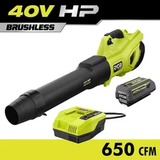 RYOBI 40V HP Brushless Whisper Series 160 MPH 650 CFM Cordless Battery Leaf