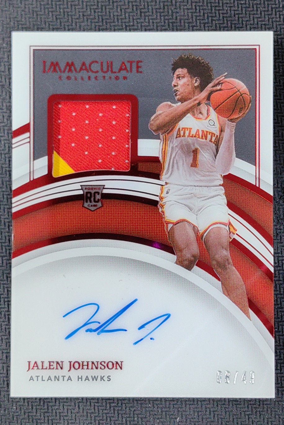 2021-22 Panini Immaculate Jalen Johnson Rookie Patch Auto Red RC RPA /49