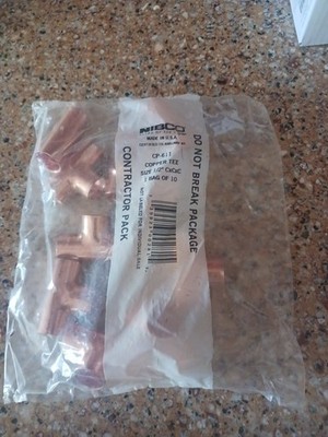 Sealed 10 pack NIBCO CP-611 Size 1/2'' 1/2 Inch CXCXC Copper Solder Sweat Tee