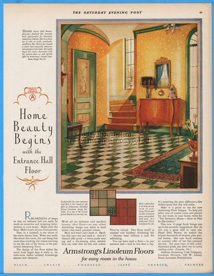 1928 Armstrong Cork Co Lancaster PA Linoleum Flooring Entrance Hall Art Deco Ad