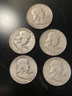 New Listing5 (five) 1953 Ben Franklin 90% Silver Circulated Half Dollars - FV $2.50