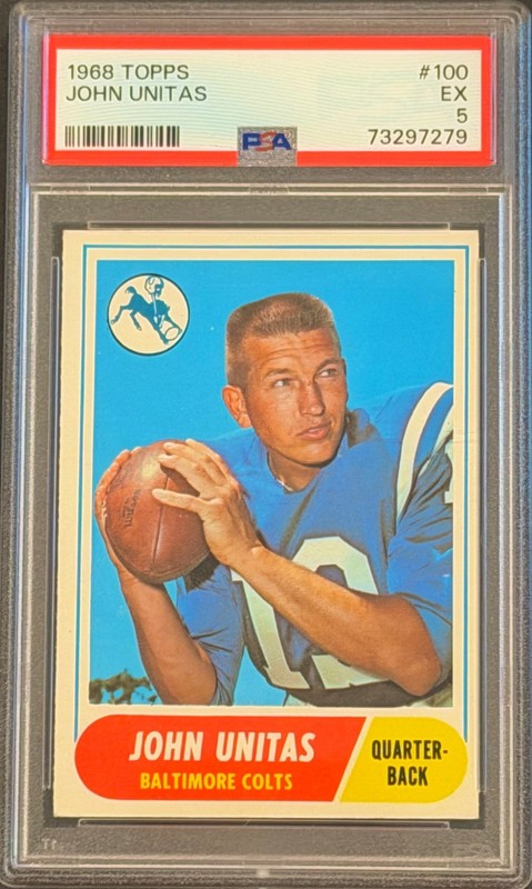 1968 Topps #100 John Johnny Unitas (HOF) Baltimore Colts PSA 5 EX Sharp