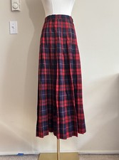 Vintage 90s Plaid Wool Skirt Purple Red Size 12 Preppy Academia Old School
