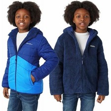 Eddie Bauer Kids Reversible Plush Hoodie Jacket  Saxon Blue, XS 5/6