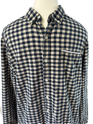 Adam Levine Men's Medium Shirt button up Blue Checkered Cotton Chest 42