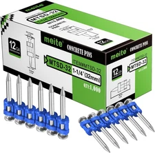 meite 12 Gauge Plastic Collated Concrete Nail Smooth Shank Galvanized 1000 PCS