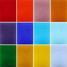 12 Sheets Stained Glass Sheets, 6 x 8 inch Cathedral Stained Glass Sheets, Ar...
