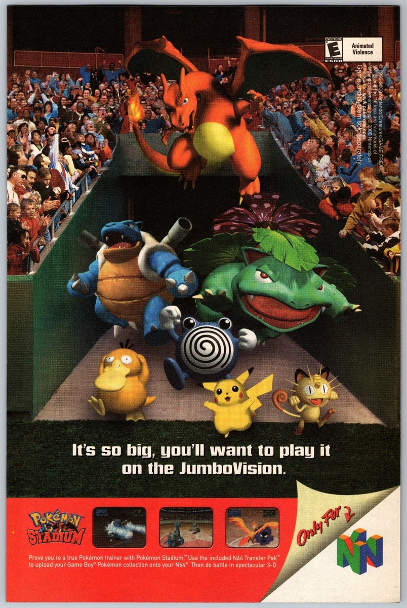 Pokemon Stadium Nintendo 64 Print Ad Game Poster Art PROMO