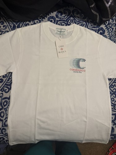 Casablanca Grand Prix Graphic T-Shirt Men's White Organic Cotton Size S