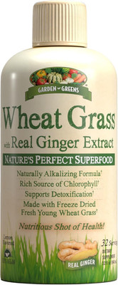 Garden Greens Wheat Grass Liquid with Real Ginger Extract, Nature's Perfect Supe