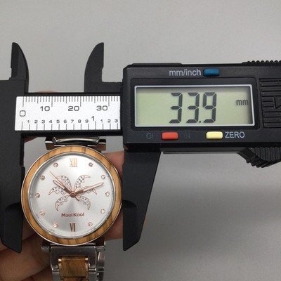 Maui Kool Paia Watch Womens 34mm Silver Gold Tone Wood Link New