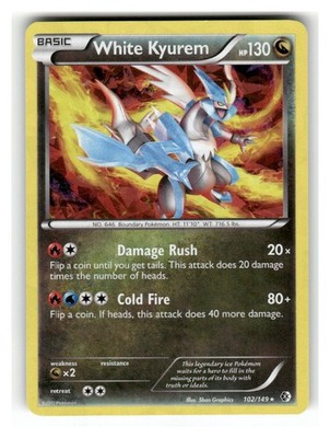 White Kyurem 102/149 Cracked Ice Holo Rare Boundaries Crossed Pokemon MP