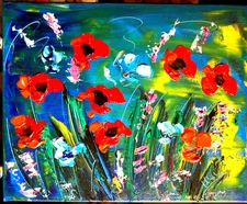 FLOWERS FIELD  ART  CANVAS PRINT stretched fine art