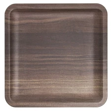 HUBERT® Faux Wood Square Platter with Acacia Finish - 9" L x 9" W