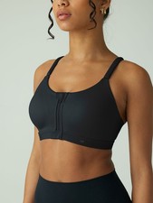 SHEFIT Luxe Y EMERGE Black Support Sports Bra High Impact Workout Fitness