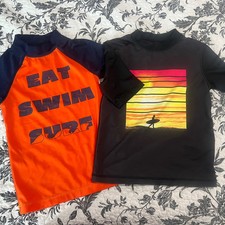 Gymboree Cat  Jack Boys Rashguard Shirt Lot of 2 Size 4 5 Swim Short Sleeve T9