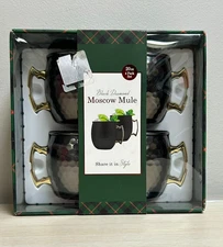 Moscow Mule Black Diamond Hammered Mugs 20oz - Set of 4
