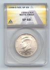 1988-S Matte Finish JFK Half Dollar, John F. Kennedy, ANACS SP-69
