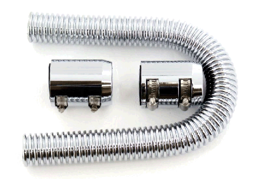 Chrome Stainless Steel Radiator Hose Kit 24" UNIVERSAL Aluminum Clamp Covers NEW - Picture 1 of 1
