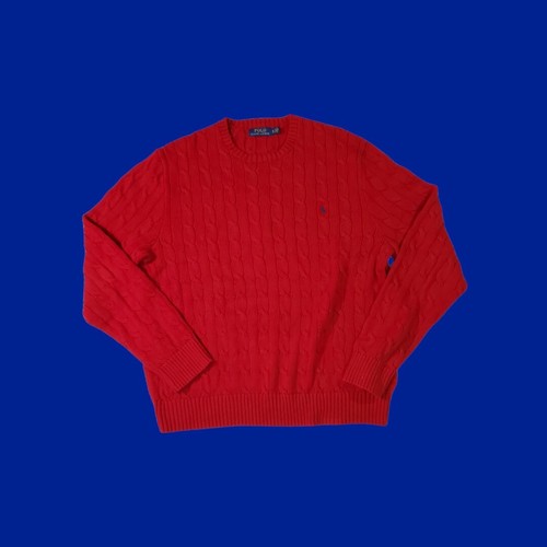Roter Polo Ralph Lauren Pullover mit Zopfmuster Größe Xl - Bild 1 von 4