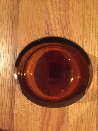 Badash Handmade Massive Amber Clear Diagonally Cut Crystal Art Glass Poland RARE - Picture 7 of 9