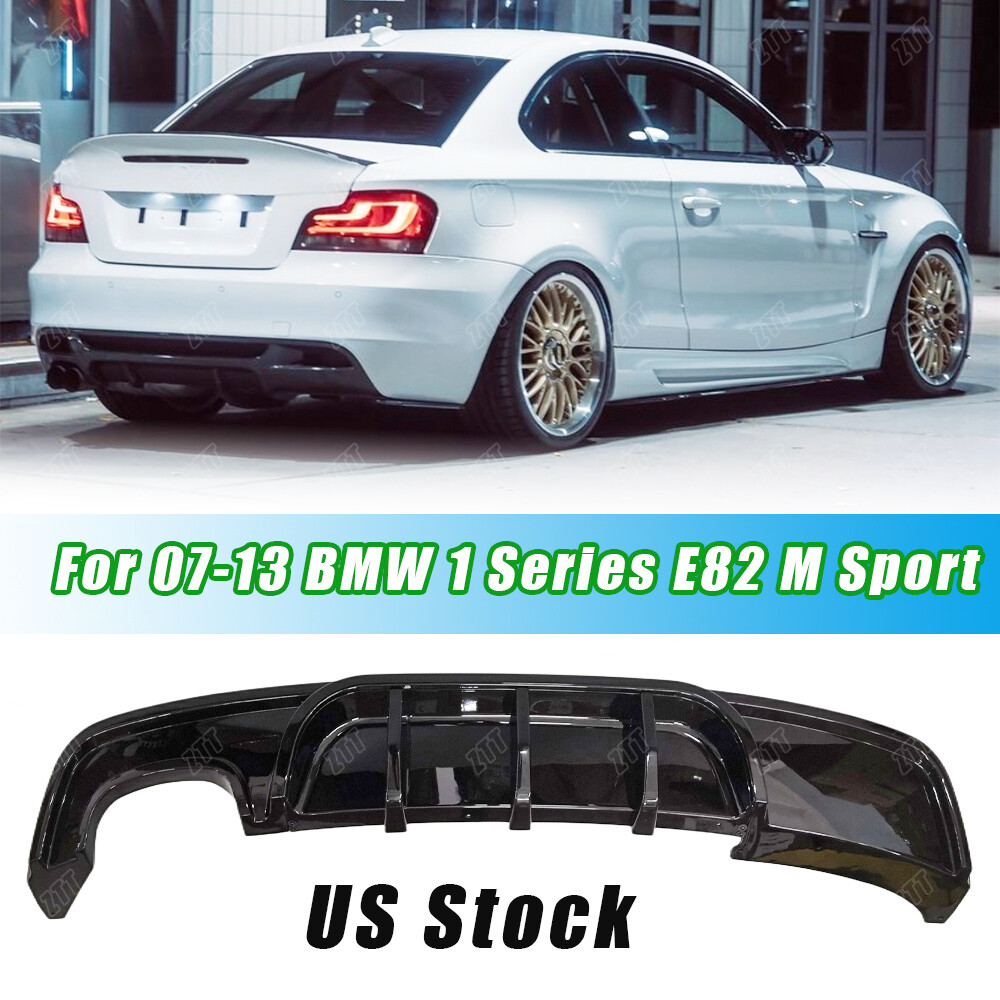 Fit BMW E82 128i 135i M Sport 2007-13 Gloss Black Rear Diffuser Lip ...
