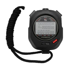 Professional Sport Stopwatch Timer 60 Lap Memory 0.01 Second Timing Black