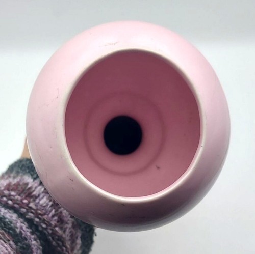 Vintage MCM Hull Pottery Continental Line 433 USA Pedestal Pink Bowl Vase - Picture 5 of 5
