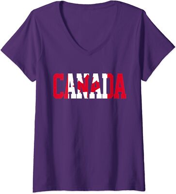 Canada Day Maple Leaf Patriotic Flag Cool Gift Ladies' V-Neck Tshirt