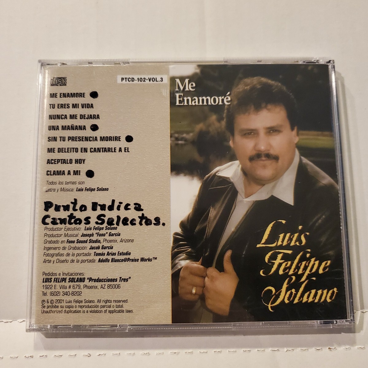 Luis Felipe Solano (CD) Me Enamore 2001 Private Label Like New Ultra Rare
