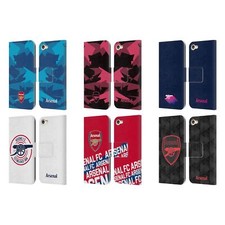 ARSENAL FC CREST AND GUNNERS LOGO LEATHER BOOK WALLET CASE FOR APPLE iPOD TOUCH