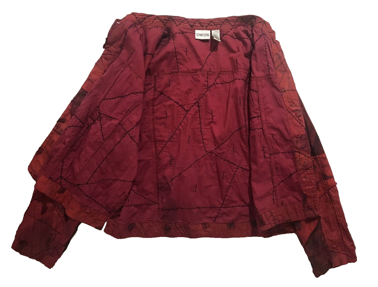 Chicos Jacket Sz 3 (XL) Red Embroidery Applique P… - image 10