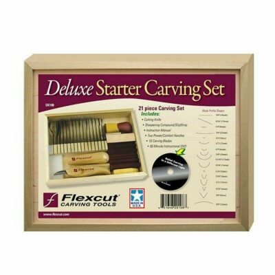 NEW Flexcut Deluxe Starter Carving 21 Piece Set w/ Free Relief Carving DVD SK108