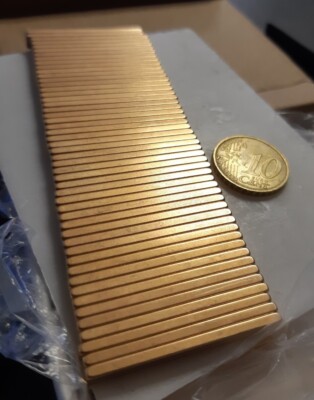 50x NEODYM Magnet QUADER NdFeB super MAGNET 35x4x2 mm N52 GOLD POWER RC CARS T.