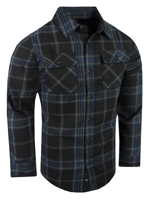Plaid Flannel Men Shirt Very Soft Burnside Two Button Up Flap Pockets Slim Fit