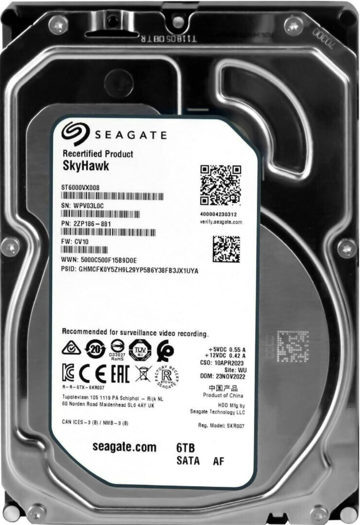 Disque Dur Interne 3.5 Seagate Skyhawk Spécial Surveillance 8 To