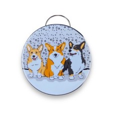 Corgis in the Snow Bottle Opener Keychain Handmade Dog Key Ring Accessories