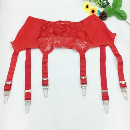 Floral Lace Panel Garter Belts Retro Court Style 6 Straps Suspender - Picture 13 of 16